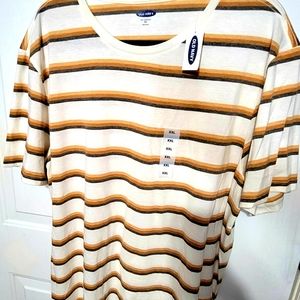 Brand New Men's 2XL Old Navy Cream, Tan & Brown Stripe Shirt.